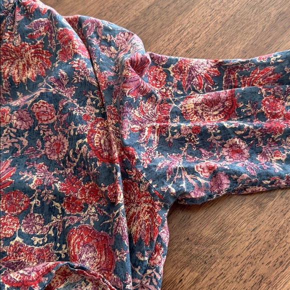 Chaps Denim multi floral print cotton v neck blouse - Picture 8 of 12